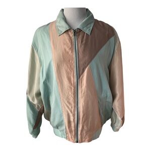 Vintage Blair Pastel Color Block Zippered Windbreaker Jacket Large